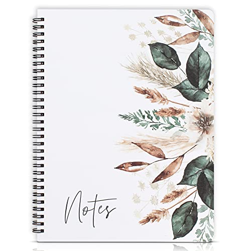 Aesthetic Spiral Notebook Journal For Women - Cute Dried Floral 10.5