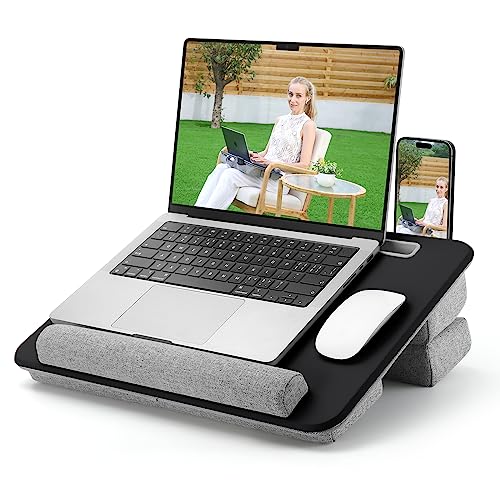 Adjustable Laptop Lap Desk, Lap Desk with Cushion, Storage Function, Cubbies for Home Office Adults Students, Laptop Stand for Lap with Tablet & Phone Holder, Fits up to 15.6 Inch Laptop