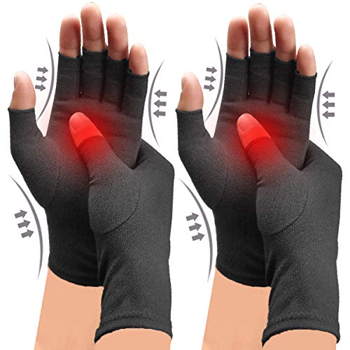 2 Pairs Arthritis Compression Gloves, for Arthritis, Rheumatoid, Osteoarthritis, Carpal Tunnel Pain, Compression Gloves for Arthritis for Women & Men, Gloves for Work, Warm Moisture Absorption