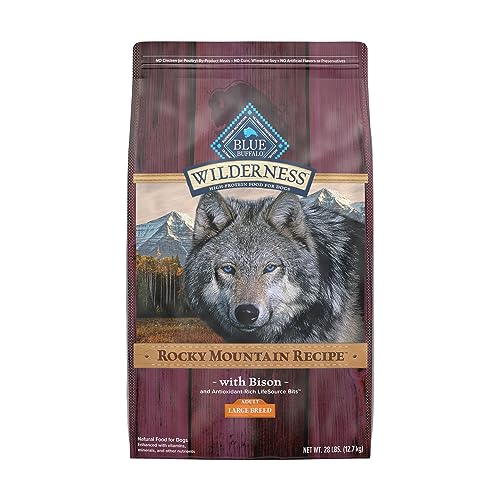 Blue Buffalo Wilderness Rocky Mountain Recipe High Protein Natural Large Breed Adult Dry Dog Food, Bison with Grain 28 lb bag