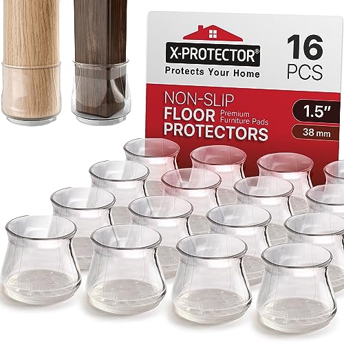 X-Protector Silicone Chair Leg Floor Protectors with Non-Slip Furniture Pads - 16 PCS 1.4