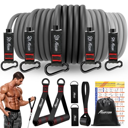 Resistance Bands, Exercise Bands with Handles, Fitness Bands, Workout Bands with Door Anchor and Ankle Straps, for Heavy Resistance Training, Physical Therapy, Shape Body, Yoga, Home Workout Set