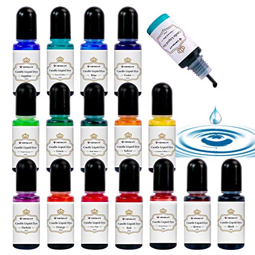 YRYM HT Candle Dye - 16 Popular Colors, Liquid Color Dye for Candle Making, Safe and Natural （16 Bottle）