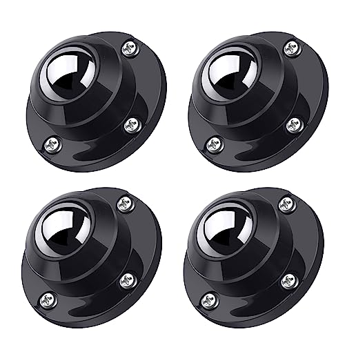 PlusRoc 4 Pack 1 Inch Self Adhesive Caster Wheels for Furniture, Load Capacity 28LBS Per Wheel, Low Profile Swivel Wheels for Small Appliance Storage Bins