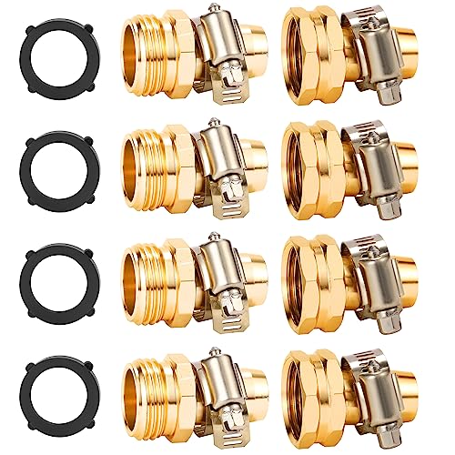 Sanpaint Garden Hose Repair Connector with Clamps, Fit for 3/4