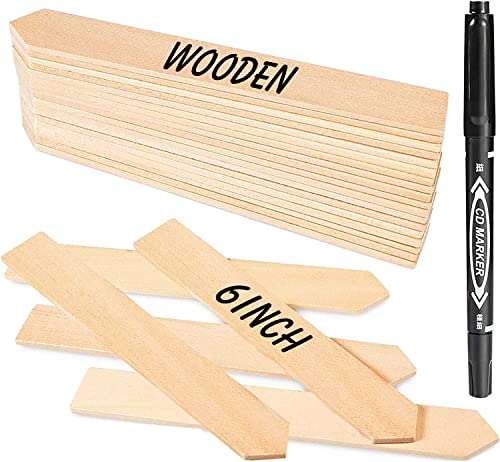 50Pcs Plant Labels 6 Inch Wooden Plant Tags Waterproof Garden Markers Plant Markers Garden Labels Sticks Eco-Friendly Wooden Plant Sign Stakes Sticks for Seed Pot Herbs Flowers Vegetables