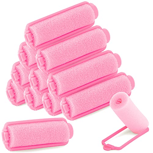 Foam Hair Roller Set, Heatless Hair Curlers to Sleep In, Self-Fastening, Soft Wave Curlers for Short and Medium Hair, Pink, 12 Pieces – By Rampro