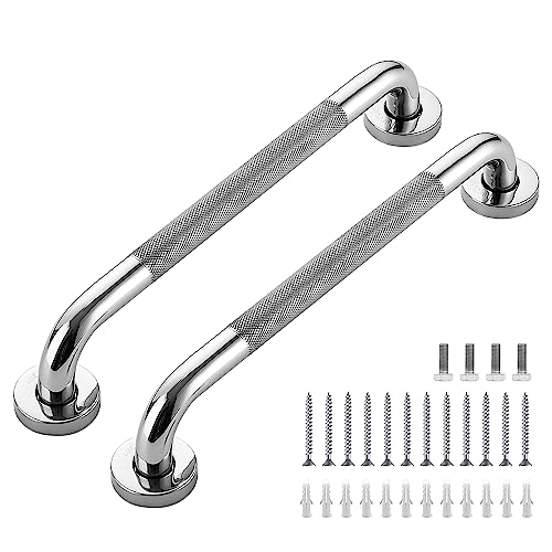 Grab Bars for Shower, 2 Pack 16-Inch Anti Slip Shower Handles for Elderly, Safety Shower Grab Bar, Stainless Steel Handicap Grab Bars for Bathroom (Polished Nickel 1