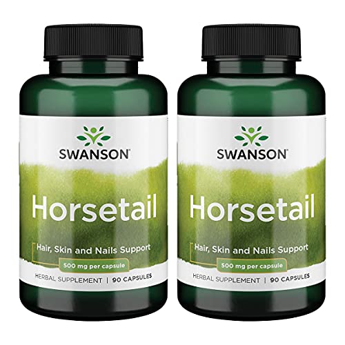 Swanson Horsetail - Herbal Supplement Supporting Healthy Hair, Skin & Nails - Natural Ingredients for Bone Health & Urinary Tract Support - (90 Capsules, 500mg Each) 2 Pack