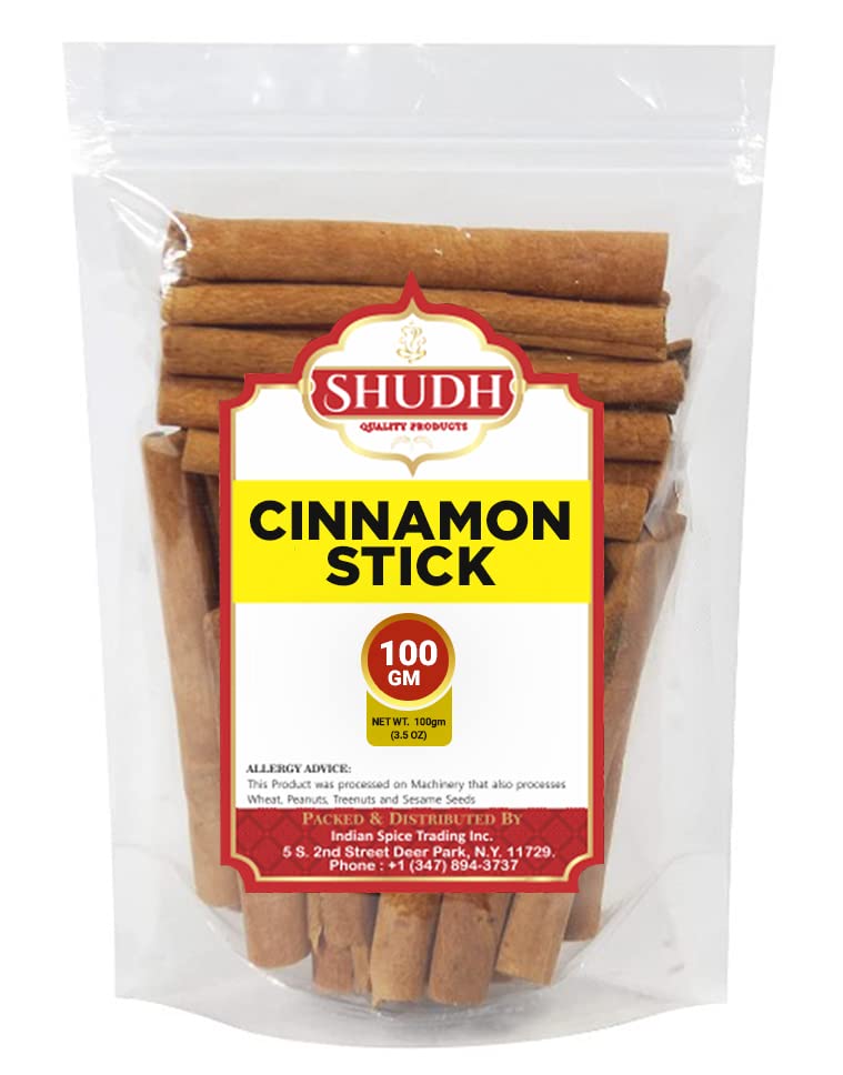 SHUDH Cinnamon Sticks 100GM (3.5 Oz) | Cassia Cinnamon | Perfect for Baking, Cooking & Beverages & Oatmeal| 2 3/4