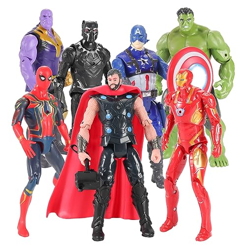 7Pcs Superhero Action Figures Toys, Collectible Figures Gift for Kids and Fans Obsessed with Character Collections