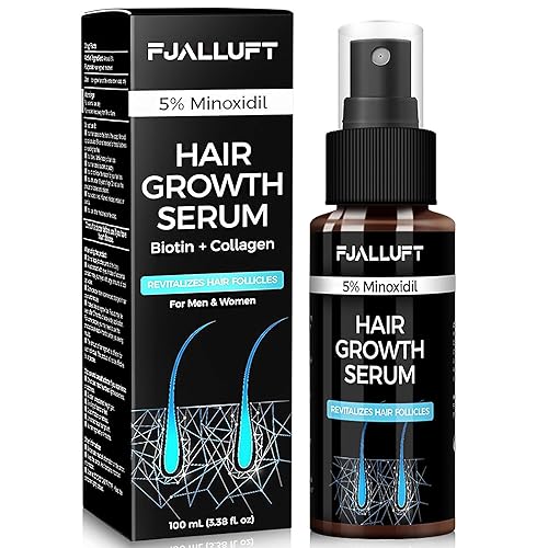 Minoxidil 5% & Biotin Hair Growth Serum - Hair Regrowth Treatment for Men & Women, Stops Thinning and Stimulates Follicles for Stronger, Thicker, Longer Hair - 100ml