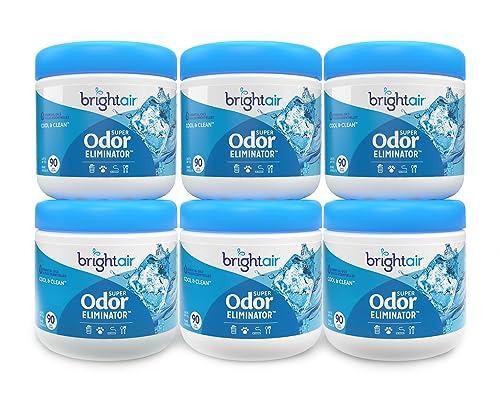 Bright Air Solid Air Freshener and Odor Eliminator, Cool and Clean Scent, 14 Oz Each, 6 Pack