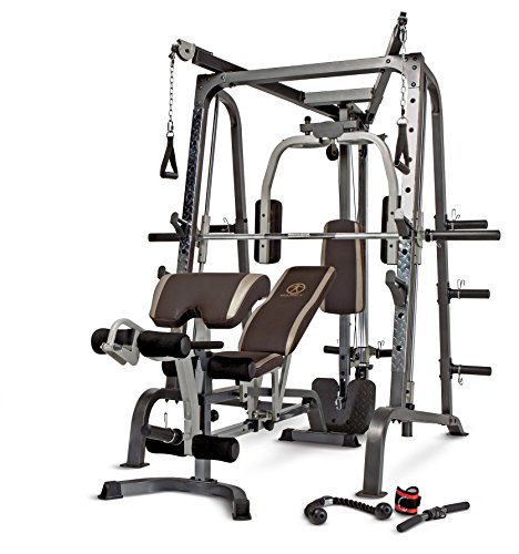 MARCY Pro Smith Cage Workout Machine Full Body Training Home Gym System with Leg Developer, Press Bar, PEC Deck, Cable Crossovers & Squat Rack