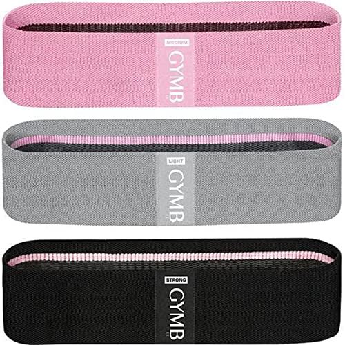 Gymb Premium Resistance Bands for Working Out - Exercise Bands to Workout Glutes, Thighs & Legs - Non Slip Cloth Booty Bands for Gym & Home Fitness, Yoga, Strength & Pilates for Men/Women - 3 Levels