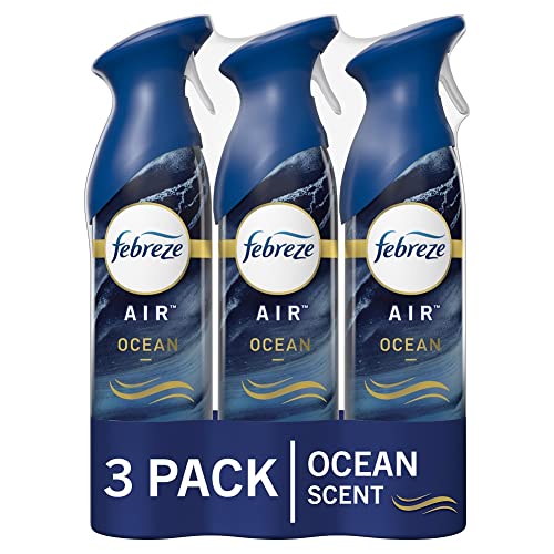 Febreze Air Freshener Spray, Air Fresheners For Bathroom, Ocean Scent, Air Refresher, Bathroom Spray, Odor Fighter for Strong Odor, 8.8 oz (Pack of 3)