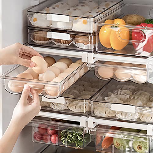 Refrigerator Organizer Bins, HOOJO 8pcs Clear Plastic Bins, Pantry Kitchen  Organization and Storage, 12.5 Long