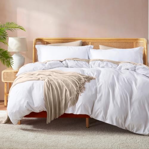 Nestl White California King Duvet Cover Sets - Soft Double Brushed Cal King Duvet Cover, 3 Piece, with Button Closure, 1 Duvet Cover 104x98 inches and 2 Pillow Shams