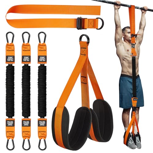 Pull Up Assistance Bands, Heavy Duty Resistance Band for Pull Up Assist, Adjustable Weight/Size with Fabric Feet/Knee Rest, Bands for Pull Up Assist for Strength Training, Patented Pull Up Assist Band