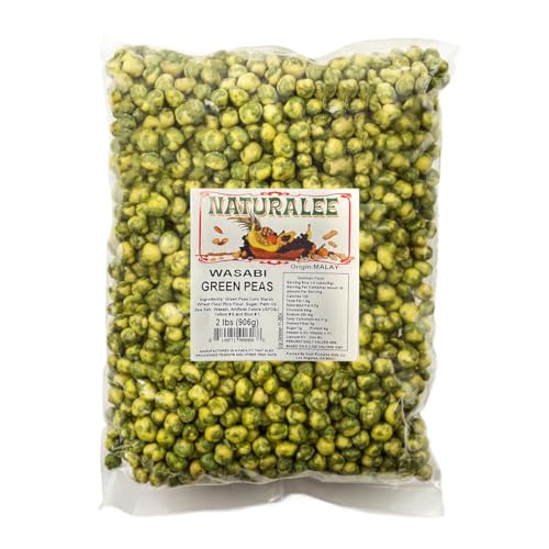 Naturalee Wasabi Peas 2 lb - Wasabi Coated Green Peas - Vegan, High Fiber Snack, Spicy Crunch