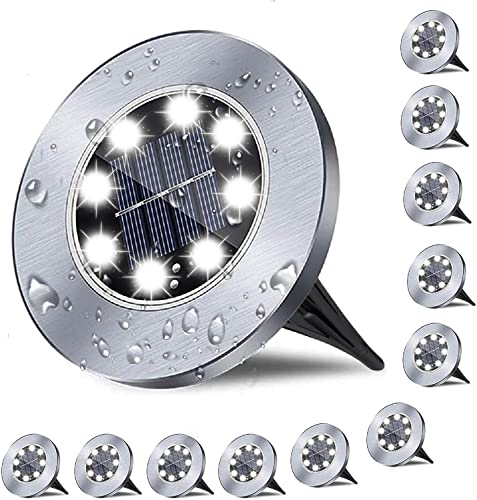 Solar Ground Lights, Waterproof Garden Upgraded Outdoor Bright in-Ground Landscape Lights for Pathway,Yard,Deck,Lawn,Patio,Walkway (12 Pack White Light)