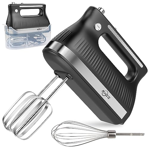 MHCC 5-Speed​ Electric Hand Mixer with Snap-On Storage Case, Whisk Beaters, 250-Watt-Black