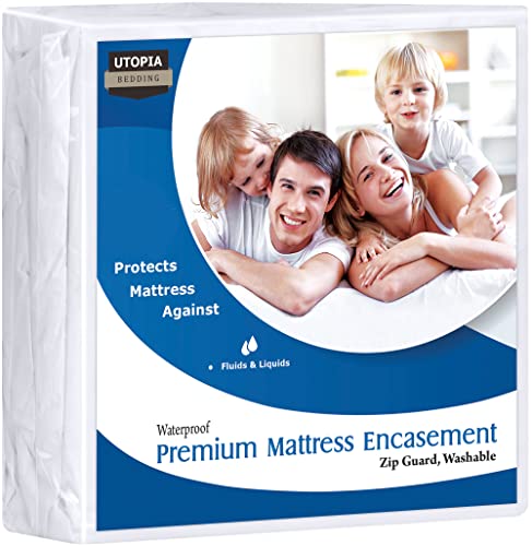 Utopia Bedding Premium Zippered Mattress Encasement (Fits 12 Inches Mattress, Queen) - Waterproof and Bed Bug Proof Mattress Protector - Six-Sided Mattress Cover