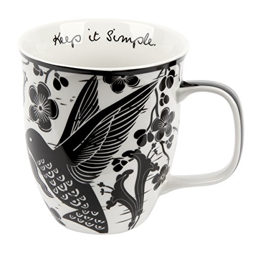 Karma Gifts 16 oz Black and White Boho Mug Hummingbird - Cute Coffee and Tea Mug - Ceramic Coffee Mugs for Women and Men, 1 Count (Pack of 1)
