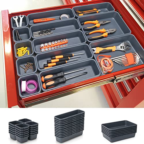 KeFanta 42 Pack Tool Box Organizer Rolling Tool Chest Cart Cabinet Workbench Desk Drawer Organization and Storage for Hardware, Parts, Screws, Nuts, Small Tools Organization(Grey)