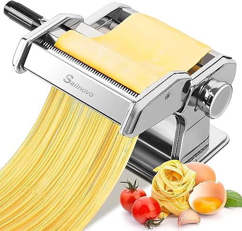 Pasta Maker Machine, 150 Roller Pasta Maker, 7 Adjustable Thickness Settings, 2-in-1 Noodles Maker with Rollers and Cutter, Perfect for Spaghetti,Fettuccini, Lasagna or Dumpling Skins