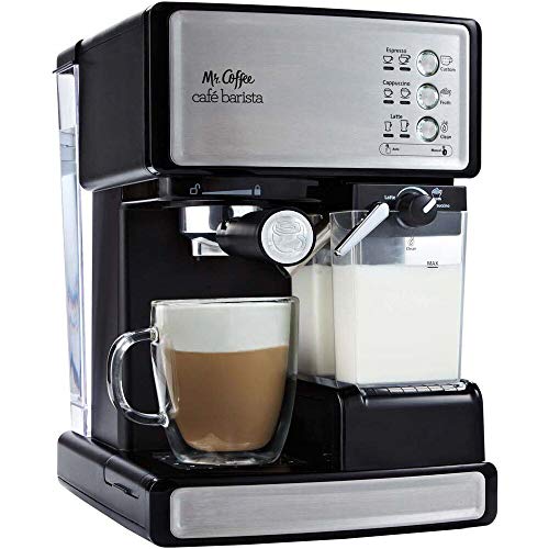 Mr. Coffee Espresso and Cappuccino Machine, Programmable Coffee Maker with Automatic Milk Frother and 15-Bar Pump, Stainless Steel,Silver