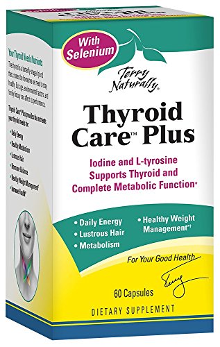 Terry Naturally Thyroid Care Plus - 60 Capsules - with Selenium, Iodine & L-Tyrosine - Non-GMO, Gluten Free, Kosher - 30 Servings