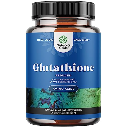 Best Glutathione Supplement - Natural Skin Whitening Anti-Aging Benefits Reduced L-Glutathione Pills for Men & Women - Pure Antioxidant Milk Thistle Extract Liver Health GSH Detox