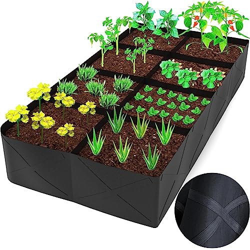 Felt Fabric Raised Garden Bed Plant Bag - Large Grow Bags for Container Gardening - Durable Fabric Planters for Planting Vegetables, Herbs, and Flowers - Approx. 6ft x 3ft x 1ft with 128 Gallon Vol.