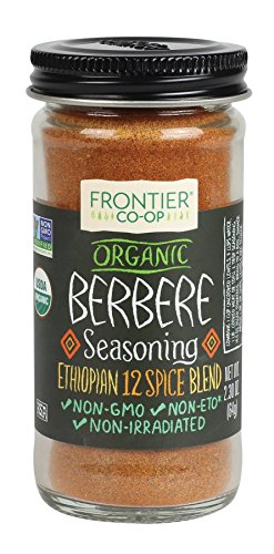 Frontier Organic BerBere Seasoning, 2.3 Ounce, Blend of 12 Organic, Warm, Aromatic Spices, Course Earthy Texture, Kosher