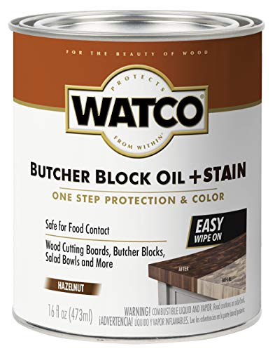 Watco 359024 Butcher Block Oil Plus Stain, 16 Ounce, Hazelnut