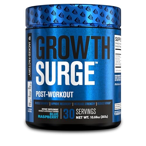 Jacked Factory Growth Surge Creatine Post Workout w/L-Carnitine - Daily Muscle Builder & Recovery Supplement with Creatine Monohydrate, Betaine, L-Carnitine L-Tartrate - 30 Servings, Blue Raspberry