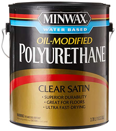 Minwax Water Based Oil-Modified Polyurethane, Warm Satin, Clear, 1 Gallon