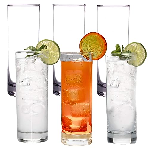 LEMONSODA Premium Highball Glass Set - Elegant Tom Collins Glasses Set of 6 - 12oz Tall Drinking Water Glasses - Bar Glassware for Mojito, Whiskey, Cocktail