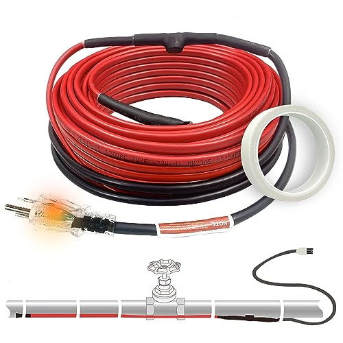 MAXKOSKO Pipe Heat Cable for Water Pipe Freeze Protection, Constant Wattage Heat Tape with Thermostat for Metal And Plastic Home Supply Pipes, Electric Pipe Heating Trace System 120V,22Feet