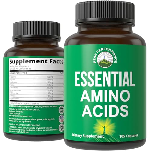 All 9 Essential Amino Acids Supplement. Capsules With 3x More Leucine For Muscle Recovery, Growth. EAA Supplement Better Than BCAA / BCAAS Branched Chain Aminos Acid. USA Tested EAAs Men + Women