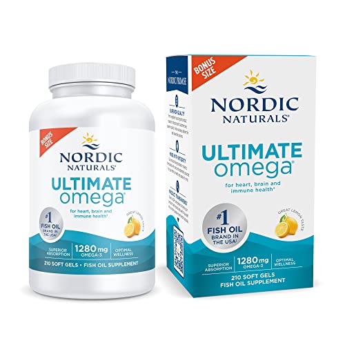 Nordic Naturals Ultimate Omega, Lemon Flavor - 210 Soft Gels - 1280 mg Omega-3 - High-Potency Omega-3 Fish Oil with EPA & DHA - Promotes Brain & Heart Health - Non-GMO - 105 Servings