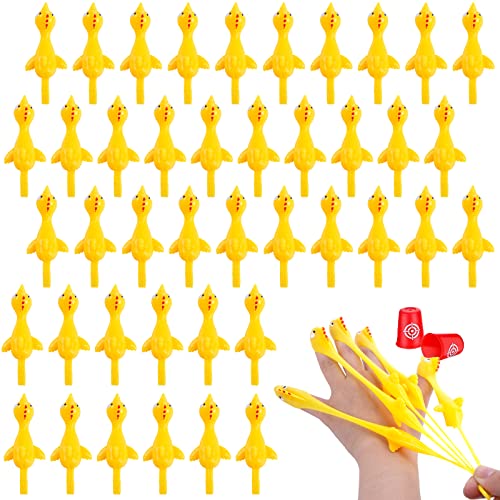 POPLAY 42PCS Valentine Flying Chicken Slingshot, Flicking Rubber Chicken Funny Gag Gifts for Kids Adults Party Favors Birthday Goodie Bags Stuffers Novelty Classroom Exchange Gifts