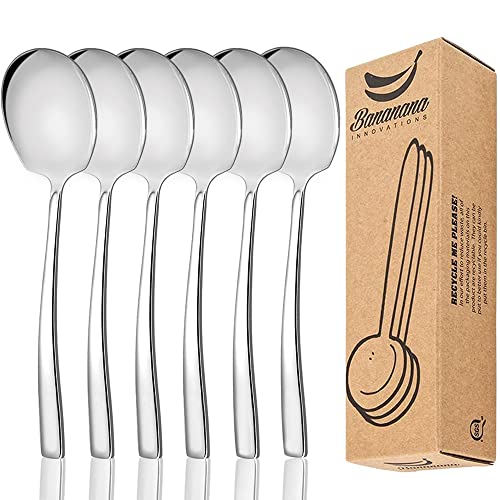 NeigeTec Stainless Steel Serving Spoon Set of 6 Pieces for Catering, Dishwasher Safe, 9.14 Inches Large Serving Utensils of Spoons