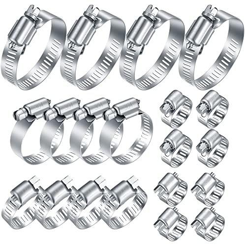 20 Pcs Hose Clamps Stainless Steel, 1/4-2 in (6-51mm) Adjustable Worm Gear Pipe Hose Clamps, Heavy Duty Fuel Line Hose Clamps for Plumbing, Automotive, Dishwasher, Washing Machine, Mechanical