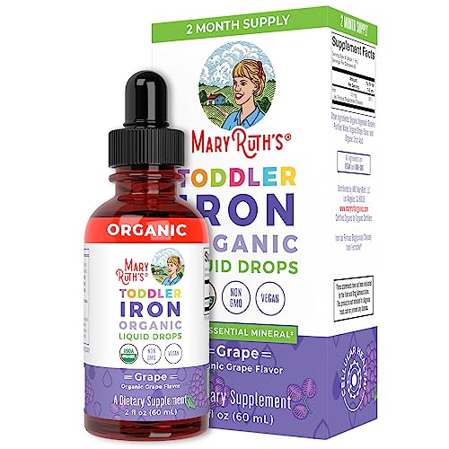 MaryRuth Organics Iron Supplement for Toddlers | Liquid Iron Supplement for Children Ages 1-3 | Iron Supplement for Iron Deficiency | Sugar Free | Vegan | Non-GMO | Gluten Free | 2 Fl Oz