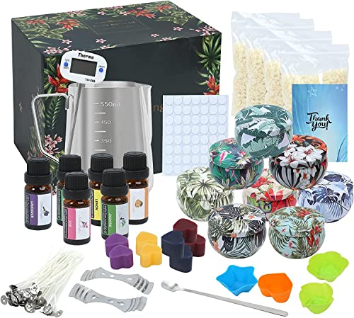 DIY Soy Candle Making Kit for Adults Kids Beginners Include Soy Wax Wicks, Essential Oils Dyes, Soy Wicks. etc. Perfect New Year Valentine