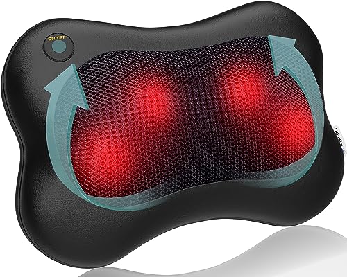 Zyllion Back and Neck Massager with Heat - 3D Deep Tissue Shiatsu Massage Pillow for Chair, Car and Muscle Pain on Whole Body: Shoulders, Calf, Foot, Legs, Arms (NOT Cordless) - Black (ZMA-13-BK)