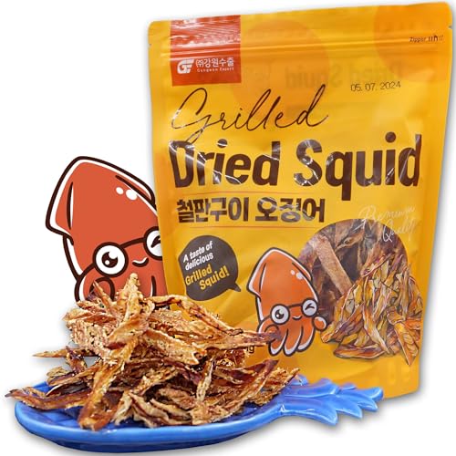 Savory Dried Squid Snack [9.17oz Bag] – Sliced Grilled Squid Jerky for Adults & Kids – 11g Protein Per Serving – Perfect for Snacking – Resealable Bag – Korean Snacks by Gangwon Export