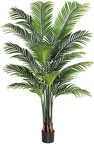 VIAGDO Artificial Fake Palm Tree 6ft Tall with 16 Detachable Trunks Faux Tropical Palm Silk Plant Feaux Dypsis Lutescens Plants in Pot for Home Office Living Room Floor Decor Indoor